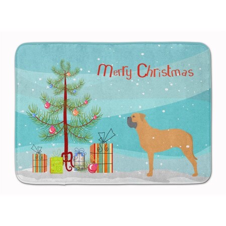 Carolines Treasures Bullmastiff Merry Christmas Tree Machine Washable Memory Foam Mat BB2989RUG
